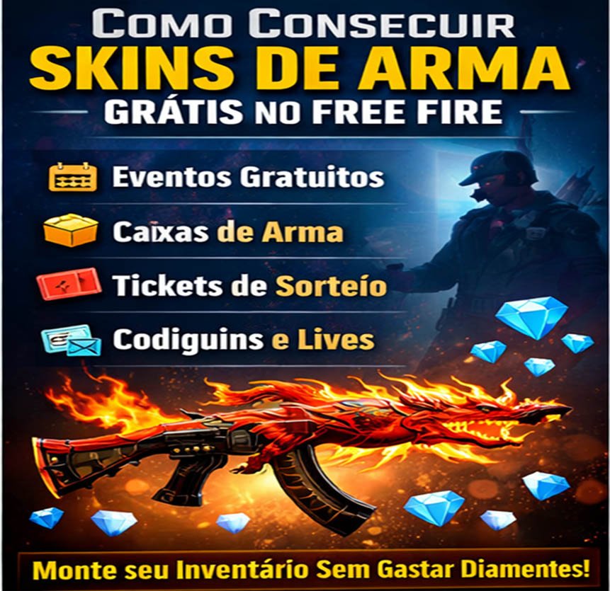 SKINS DE ARMA GRÁTIS NO FREE FIRE! Como Conseguir as Skins Mais Raras